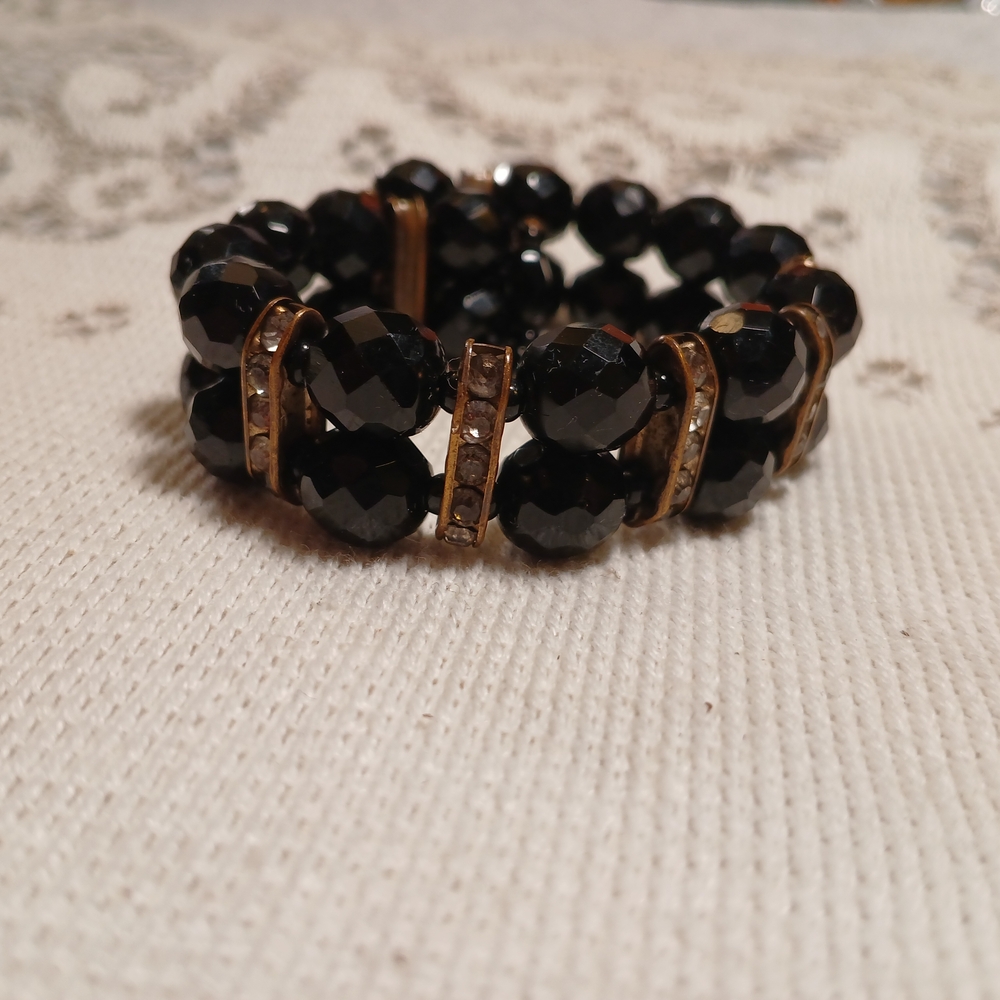 Chic Black and Gold Crystal Bracelet